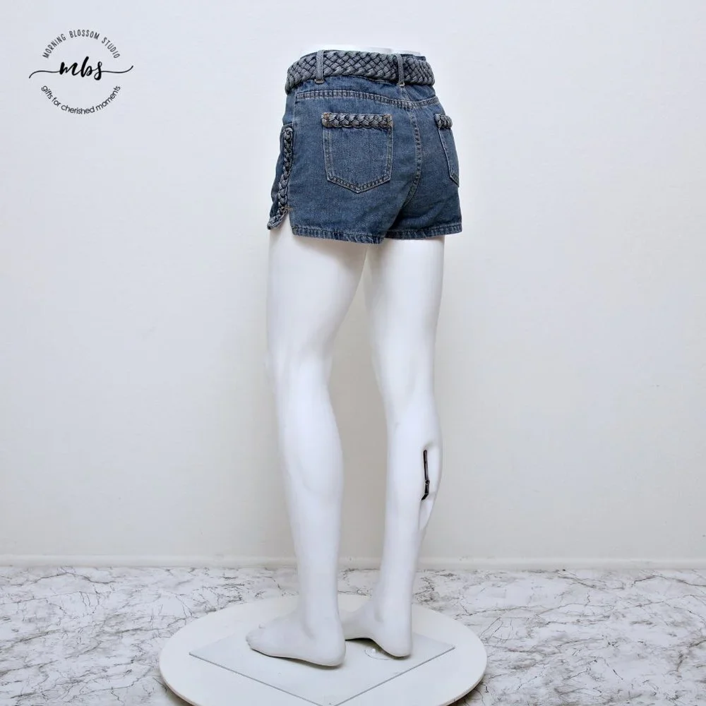 Superdown at Revolve Angeline Braided Mid‎ Rise Cotton Denim Shorts